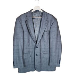 Oscar de la Renta Mens Gray Tan Blazer Suit Jacket Wool Cashmere Workwear 43 R